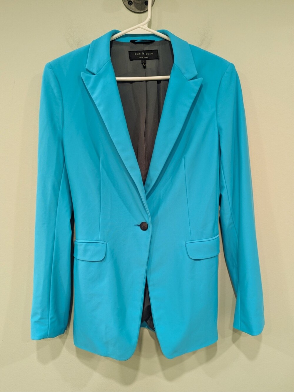Rag & Bone Turquoise One Button Closure Blazer Size 4